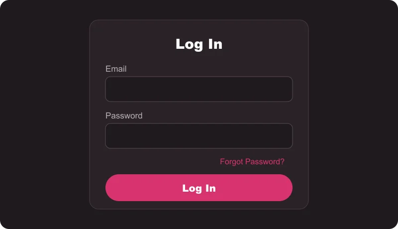 Vegas Now login Vegas Now login window with Email, Password, Forgot Password? and Log In